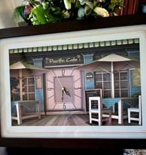 Wunderschöne Eßzimmer/Küchenuhr,Holzrahmen , Pacific Cafe,mit Batterie