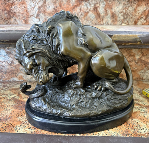 Große bronze löwe mit - bronze,