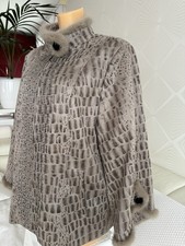 Graue Jacke mit Nerzkragen Gr L 42/44 für Damen Stylisch Elegant