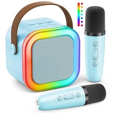 Karaoke-Box mit 2 Mikrofonen | Bluetooth & LED-Licht | 10h Akku