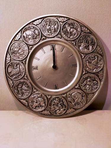 Wanduhr mit jagtmotiven zinn - mit,