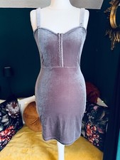 ? Träger Bustier Corsage Kleid Feiertag Stretch Party S 36 Hochzeit grau Samt