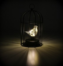 Käfiglampe Vogel 8 LED Tischlampe Tischleuchte Dekolampe Käfig Gitter Lampe 