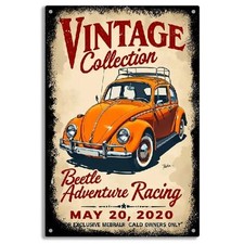 Blechschild Vintage Collection Beetle Racing VW Käfer Metallschild TEL2779