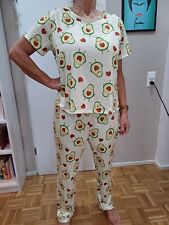 Damen Schlafanzug Gr. XL 42 44 Übergröße Nachtwäsche Avocado Grün Zweiteiler 