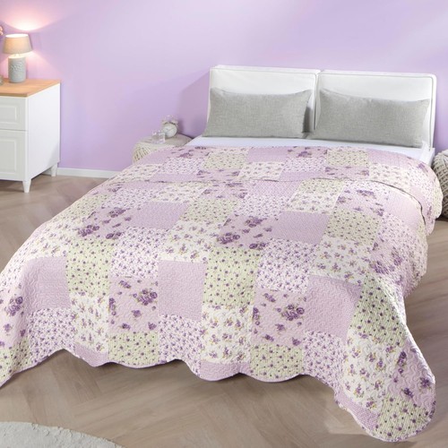 Tagesdecke rosenmuster lila - tagesdecke,