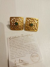 Ohrringe Vergoldet mit grünem Aventurin Bugor mit Zertifikat 