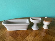 Waschbecken Badewanne Toilette Porzellan  Puppenstube Puppenhaus dollhouse bath