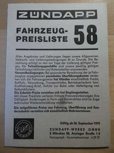 Original zündapp preisliste - original,