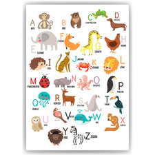 Kinderposter Alphabet Lernposter Kinderzimmer Wandbild Kindergarten Grundschule 