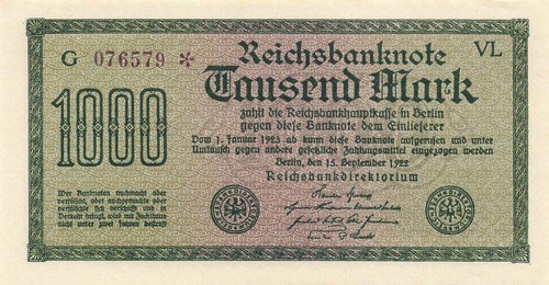 Reichsbanknote 1000 mark - reichsbanknote,