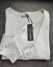 ESISTO-Strickjacke-Cardigan-Wolle-Kaschmir-Grau-M-38/40-raff. Details-1xgetragen