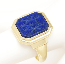 Herrenring 14 Karat 585 Gold Gelbgold Lapislazuli Initialen HW 8,61 g Gr. 60