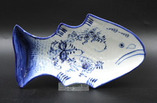 Antike Puddingform Fischform Zwiebelmuster handbemalt Porzellan Wanddeko 19. Jhd