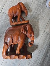 2 indische / asiatische Elefanten Holz – Tierfiguren Tierskulpturen Dekofiguren