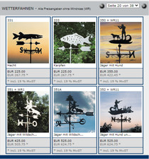  Wetterfahnen - Knirsch, Wetterhahn, Wetterfahne Edelstahl,V2A, Kupfer, Prospekt