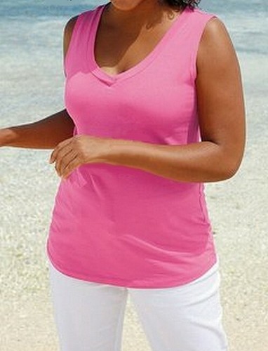 Stretch top pink ausschnitt - pink, v-ausschnitt