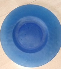 Schwerer Glasteller  Kerzenteller  ,blau ,33 cm