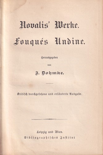 Novalis fouques undine hrsg - fouques, undine,