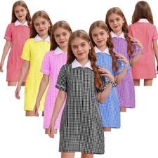 DE Kinder Mädchen Röcke Abend Kleid Party Kleider Sommer Turn-Down Kragen Schule