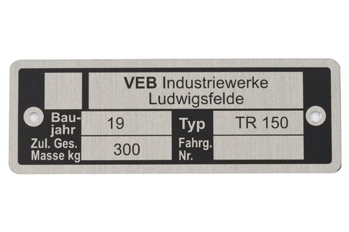Typenschild für iwl troll - typenschild,