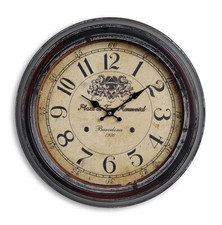 Wanduhr XXL 47cm aus Metall - Motiv: Barcelona -  Nostalgie Großuhr Bahnhof Uhr