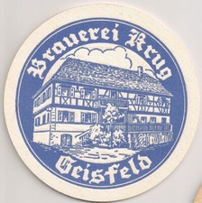 Brauerei Krug, Geisfeld - alter Bierdeckel / Bierfilz aus Oberfranken