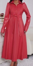 Lederkleid rot lang mit - rot,