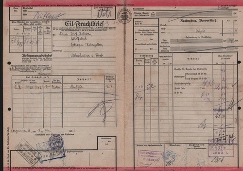 Eil frachtbrief 1936 - eil-frachtbrief, albert