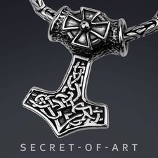 Thor Hammer Anhänger Amulett Silber 925 Sterling Wikinger Thor Mjolnir Mjölnir