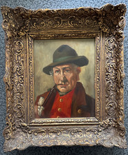 Ölgemälde Karl Kaufmann - Mann mit Pfeife - Alter unbekannt