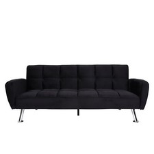 B-Ware Sofa MCW-K19, Schlafsofa, Nosagfederung Schlaffunktion, Samt schwarz