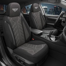 2x Sitzbezüge passend für VW ID.5 ab 2021 (Schwarz-Beige) HERM207