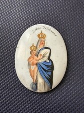 Porzellan Medaillon Notre Dame Des Victoires Maria Handmalerei 1900