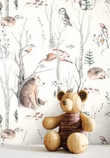Tapete Vliestapete Braun Waldtiere Bäume  Kindertapete Jugendtapete