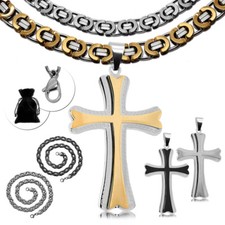 Flache Königskette Mit Anhänger Halskette Panzerkette Kettenanhänger Edelstahl