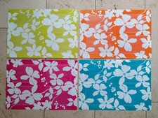 4x Tischset Platzset für Bilder Fotos, Blumen grün blau orange pink