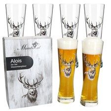 Alois 6er Set Weizenglas 0,5 L Hirschmotiv Geschenkverpackung