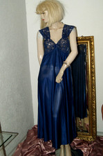 Stolzes Nylon Negligee * Nachtkleid * Nachthemd Spitze Paloma dunkelblau 44/46