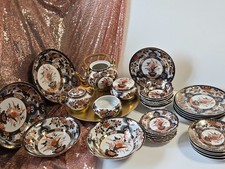 Nippon Tokusei Imari Porzellan Japan Floral Schwarz mit Gold Einzelteile Auswahl