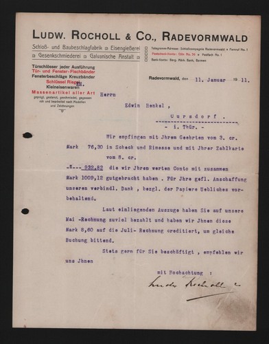 Radevormwald brief 1911 - brief,