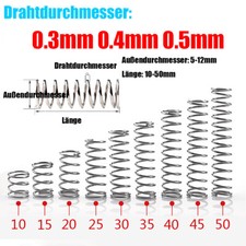 Druckfeder, Feder, Edelstahl-Spiralfeder,Draht 0，3mm 0，4mm 0，5mm Länge 10-50 mm