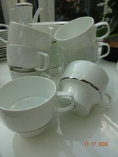 Kaffeetassen 4 Stück weißes Porzellan mit Platinrand von Rosenthal