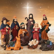 Krippenfiguren Weihnachten Krippe 9Tlg bis 15 cm Figuren Jesus Mario Josef Tiere