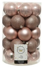 34er Set Kugelmix PVC puderrosa Weihnachtskugeln Christbaumschmuck bruchfest 