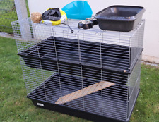 Kleintierkäfig, doppelstöckig, blau, 120 x 60 x 105 cm - sehr guter Zustand