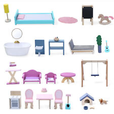 Puppenhaus Möbel aus Holz Puppenstube für Biegepüppchen Puppenmöbel Set komplett