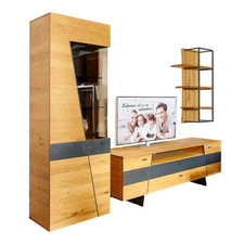 Wohn Concept Wohnwand 2021 Vollholz Wildeiche Furniert Mattlack Beton 