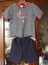 SANETTA Schlafanzug Kurz BW Blau/Weiß gestreift, Muster Gr. 104 Top             