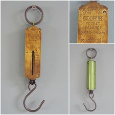 Vintage Salter Waage Messing Emaille Taschenwaage Nr 3 Federbehang Emaille